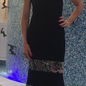 Betsy & Adam navy stretch and lace dress size 4